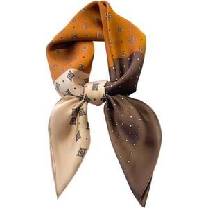 Hair Bandanas Scarf Lightweight Fashion Neck Silk Satin Head Brown and Orange